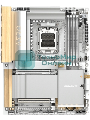 Материнская плата Gigabyte X870E AERO X3D WOOD, AM5, AMD X870E, 4xDDR5, 4xSATA, 4xM.2, 2xPCIe 5.0 x16, 1xPCIe 4.0 x16, 1xHDMI, 2x5Gb LAN, Wi-Fi 7, Bluetooth 5.4, 2xUSB-C 40Gbps (USB4), 1xUSB-C 20Gbps, 5xUSB-A 10Gbps, 3xUSB-A 5Gbps, 3x3.5 мм + S/PDIF оптический, 7.1, вставки из дерева, ATX