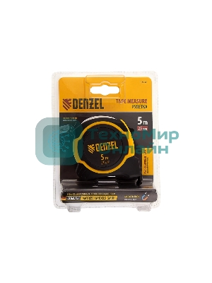 Рулетка Denzel 5м х 25мм, двухкомп. корпус, магнитный обрезиненный зацеп