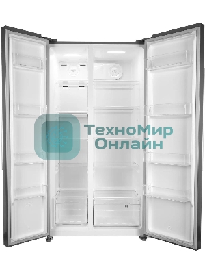 Холодильник Hyundai CS55023F нержавеющая сталь двухкамерный 347/185 л морозилка слева, No Frost, Side by Side