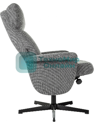 Кресло для дома Бюрократ Baron с пуфом серый, металл черный крестов. (BARON/GREY)