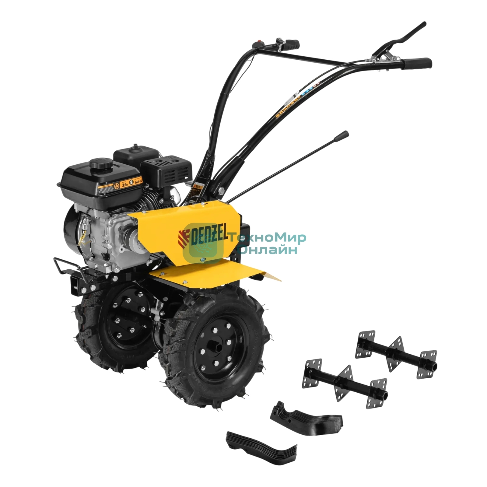 Мотоблок Denzel DPT-170 7 л.с., ремен.сцеп, шир 85 см, глуб 35 см, фрез 3х3, ШОМ, скор 2В/1Н, кол 8