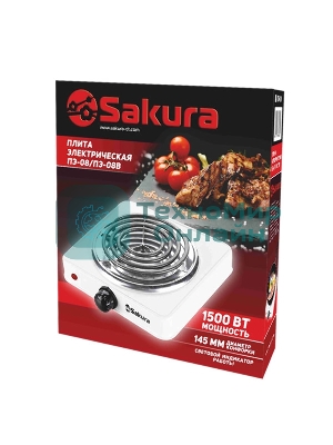 Плитка электрическая Sakura ПЭ-08 1500Вт 145мм 1конф/спир