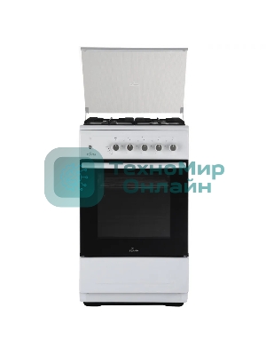 Плита Газовая Flama N FG 24239 W белый (стеклянная крышка) реш.чугун