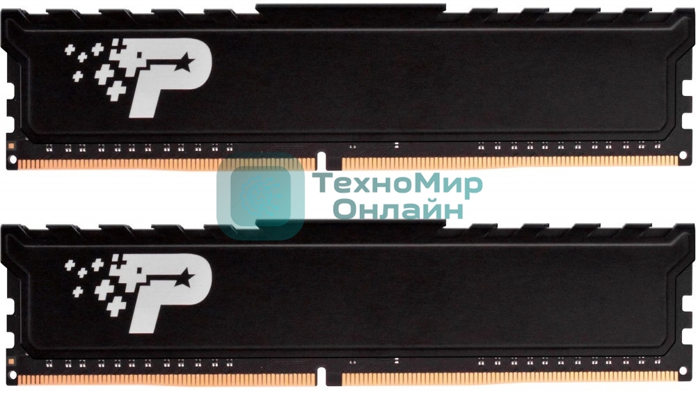 Оперативная память Patriot Signature Premium, DDR4, 32GB (2x16 GB), 3200 MHz, CL22, DIMM, радиатор, черный