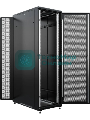 Шкаф серверный NTSS Премиум (NTSS-R42U80100PD/PDD-BL) напольный 42U 800x1000 мм пер. дв. перфор. металл 900 кг серый 910 мм 160 кг 1987 мм IP20 сталь