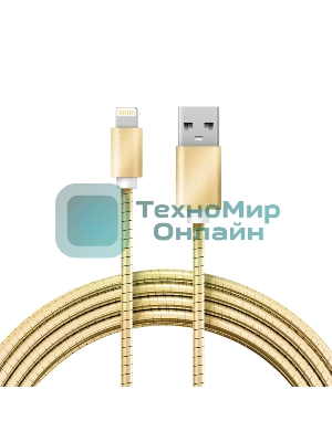 Кабель Rexant USB-A - Lightning для Apple, 2,4А, 1м, в золотой металлической оплетке