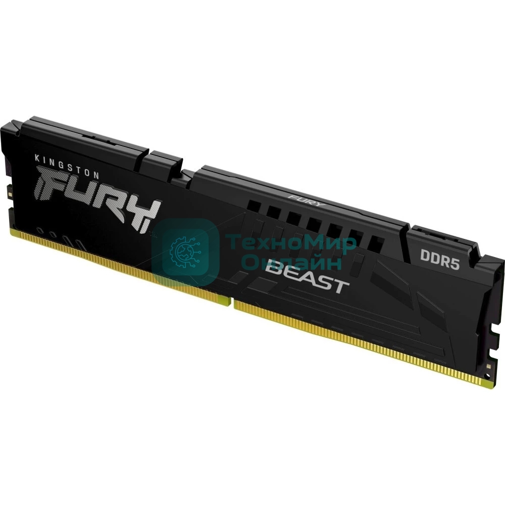 Оперативная память Kingston Fury Beast, DDR5, 16Gb (1x16Gb), 6000MHz, CL30, DIMM, с радиатором, черный