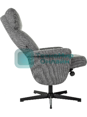 Кресло для дома Бюрократ Baron с пуфом серый, металл черный крестов. (BARON/GREY)