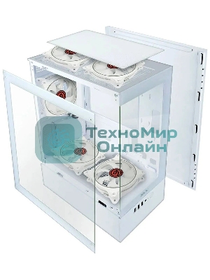 Компьютерный корпус Ginzzu CL485 mATX FAN 3*12LD4 передняя панель Стекло белый