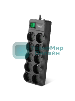 Сетевой фильтр SVEN SF-10E-16 1,8 м (10 розеток) черный