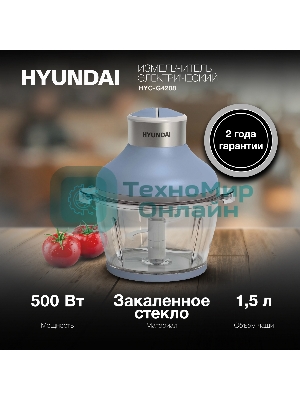 Измельчитель электрический Hyundai HYC-G4208 1.5л. 500Вт мята/серебристый