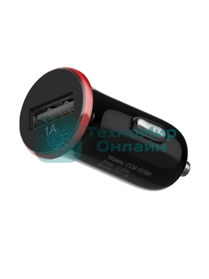 Автомобильное зарядное устройство Maxvi CCM-101BR USB 1А черно-красный