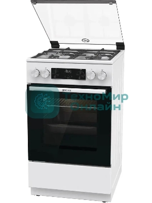 Плита Газовая Gorenje GGI5C22WF, газовая духовка, стеклянная крышка, чугун, белый