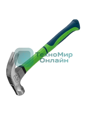 Молоток-гвоздодер Сибртех 450 г, с магнитом, фибергласовая обрезиненная рукоятка