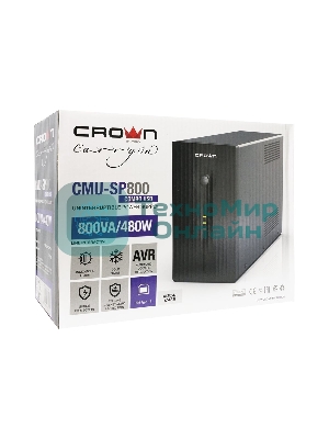 Источник бесперебойного питания Crown CMU-SP800 COMBO USB/800 ВА\480 Вт/7 x компьютерная/евророзетка (C13/Schuko)