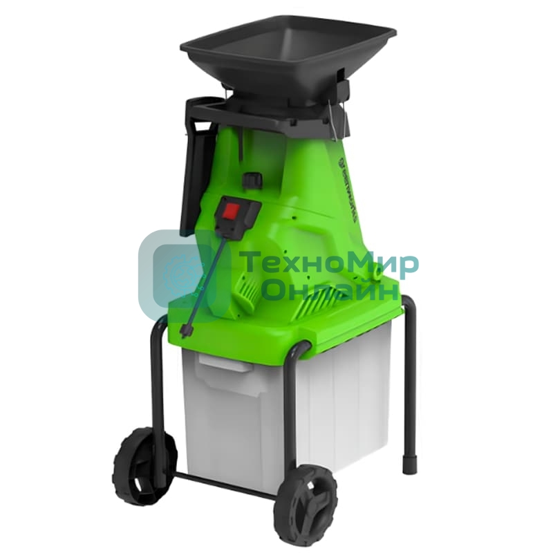 Измельчитель садовый электрический GreenWorks GW-2800SD, 220 В, 2800 Вт с контейнером (2208007)