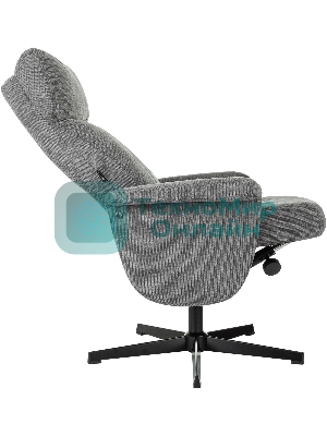 Кресло для дома Бюрократ Baron с пуфом серый, металл черный крестов. (BARON/GREY)