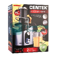 Соковыжималка Centek CT-1212 стальной/чёрный, центробежная, 1200 Вт, 1100 мл, механическое