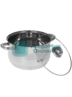Кастрюля LARA LR02-583 SONATA 24x14,5 см, 6.5 л, нержавеющая сталь, индукция, с крышкой