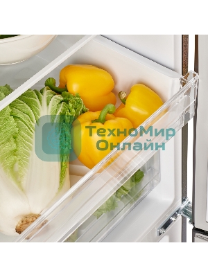 Холодильник Maunfeld MFF200NFSTSE серый двухкамерный 260/96л морозилка снизу, No Frost