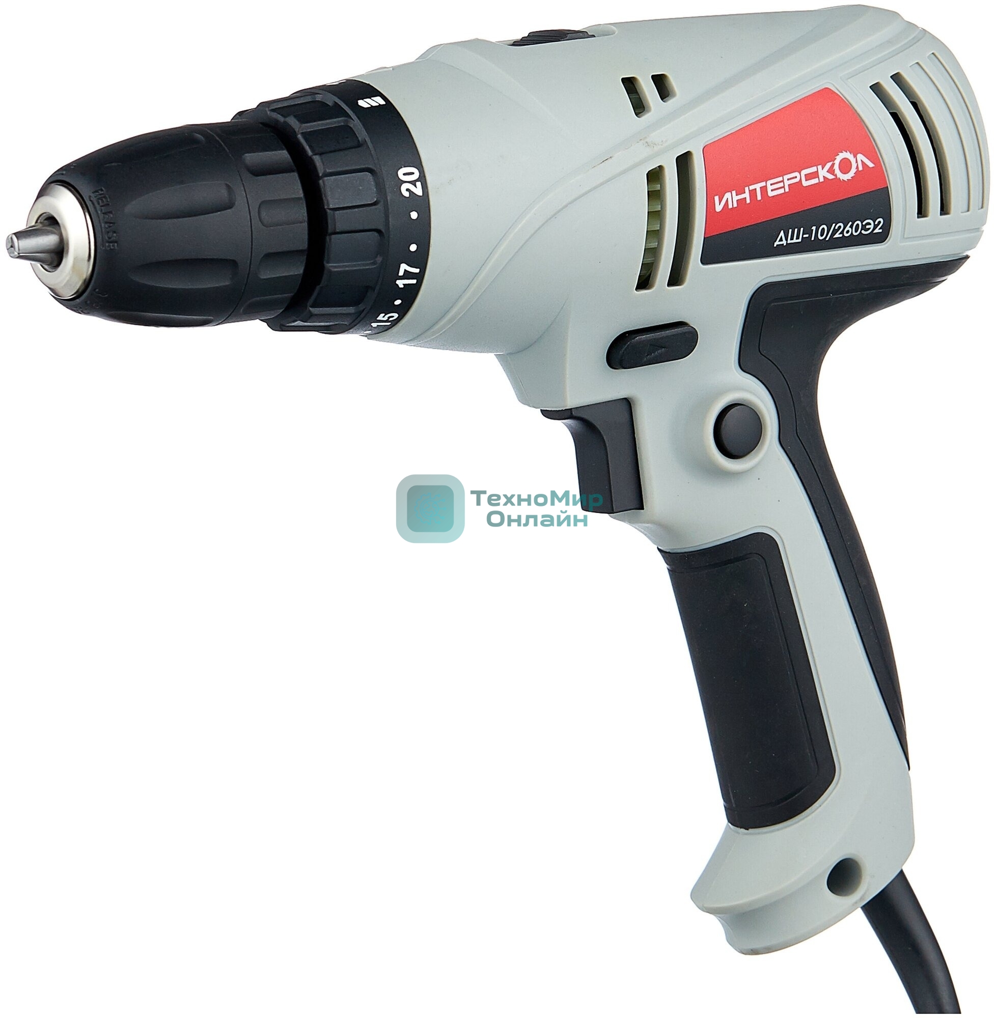 Дрель-шуруповерт ИНТЕРСКОЛ ДШ-10/260Э2, 260 Вт, 35 Нм, щеточный