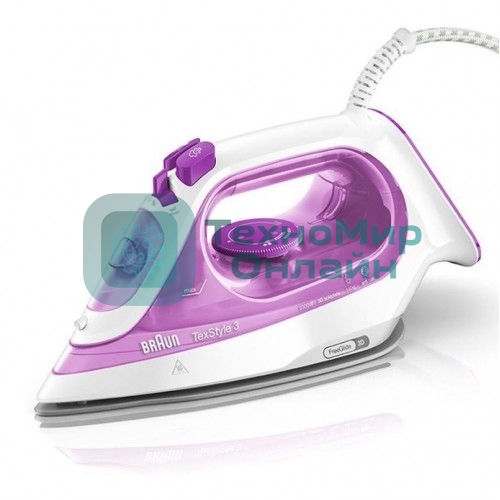 Утюг Braun SI 3030 PU белый/фиолетовый, 2300 Вт, 45 г/мин, 140 г/мин, 270 мл