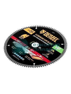 Пильный диск по алюминию Denzel ф255 х 30 мм, 100 зубьев
