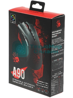 Мышь проводная A4Tech Bloody A90 черный, 6200 dpi, USB, кнопки - 8