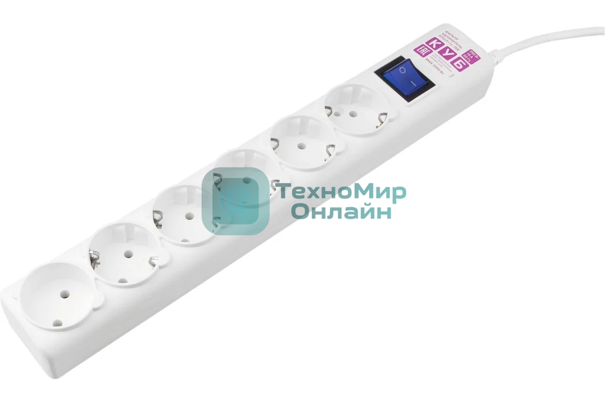 Сетевой фильтр PowerCube, PC 5 м 6 р, белый, 16А, SPG6-A2