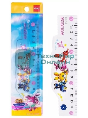 Линейка Deli Super Wings EH658 пластик дл. 15 см ассорти