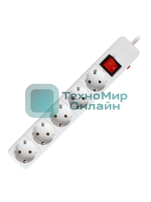 Сетевой фильтр Smartbuy (SBSP-5-18-W) 5 гн х 1,8 м белый