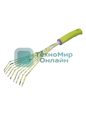Грабли веерные 9-зубые Palisad FLOWER GREEN 75х385 мм, стальные, пластиковая рукоятка
