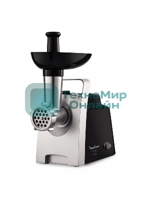 Мясорубка электрическая Moulinex ME108832 черный, 1400 Вт, 1.7 кг/мин, реверс, защита от перегрузки, насадки - 6