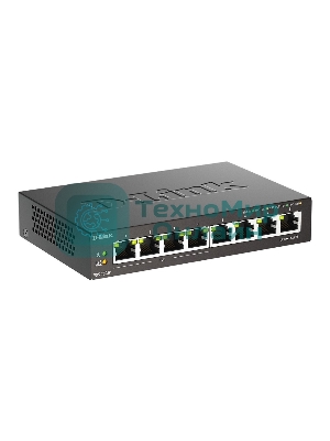 Коммутатор неуправляемый D-Link DGS-1008P/F3A с 8 портами 10/100/1000Base-T (4 порта PoE 802.3af/at, PoE-бюджет 60 Вт)