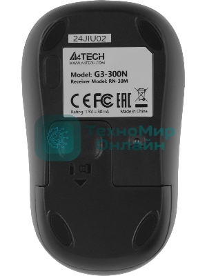 Мышь беспроводная A4Tech V-Track G3-300N черный, 1000 dpi, радиоканал, USB, кнопки - 3