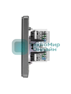 Розетка Kranz ROUND компьютерная двойная RJ45+RJ45 кат6 с/у титан