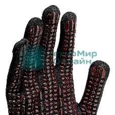 Перчатки трикотажные Сибртех, синтетическая нить, ПВХ-гель точка, черный, L, 13 класс