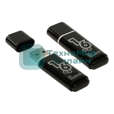 Флешка USB Smartbuy Glossy series black (SB16GbGS-K), 16Gb, USB 2.0, R/W 25/15, черный