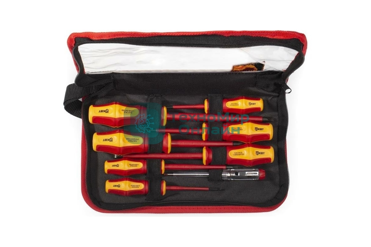 НИО-08-S Набор диэлектрических отверток VDE из стали S2, с профилями шлиц и крест, 8 шт.