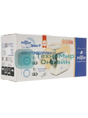 Мясорубка электрическая Ротор Классик-Р ЭМШ 35/300-4 белый, 1500 Вт, 0.6 кг/мин, реверс, насадки - 4