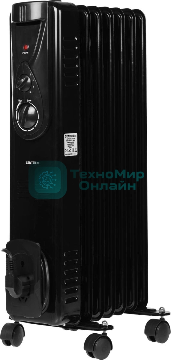 Обогреватель масляный Centek CT-6200 (7 секций) черный, 700/1000/1500Вт, 3 режима, механический термостат