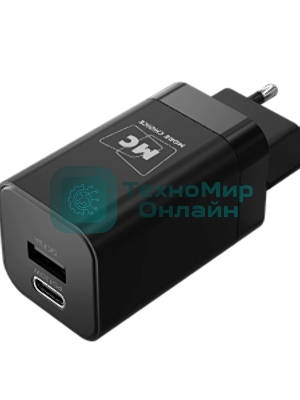 Сетевое зарядное устройство MORE CHOICE NC85 1USB+1Type-C 3.0A PD 20W+QC3.0, черный