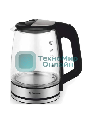 Чайник электрический Sakura SA-2722BK 2,2л,стекло,черный