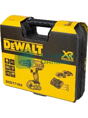 Дрель-шуруповерт DeWalt DCD771D2-QW, 18 В, 2 Ач, 42 Нм, щеточный