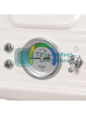 Кофеварка рожковая Hyundai HEM-5300 бежевый/серебристый, исп. кофе - молотый, 1.5 л, 850 Вт, 20 бар