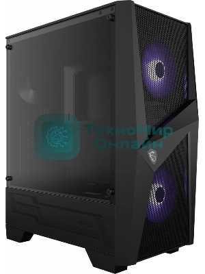Компьютерный корпус MSI MAG FORGE 100M/mid-tower, ATX, tempered glass side panel/2x RGb 120мм & 1x 120мм fans inc./MAG FORGE 100M