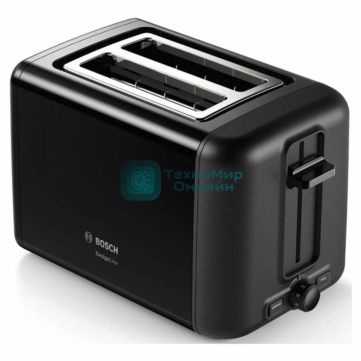 Тостер Bosch TAT3P423 черный, 970 Вт, 2 слота