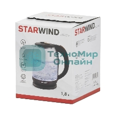 Чайник электрический Starwind SKG1052 1.8 л, 1500 Вт, темно-коричневый/бронзовый (корпус: стекло)