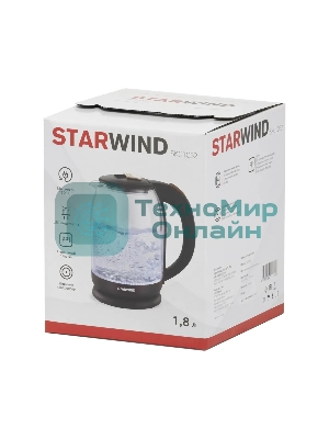 Чайник электрический Starwind SKG1052 1.8 л, 1500 Вт, темно-коричневый/бронзовый (корпус: стекло)