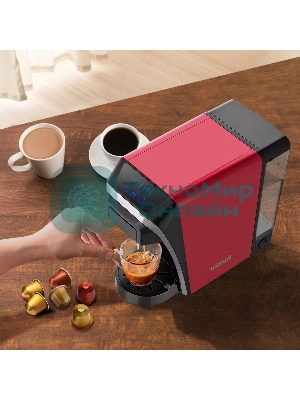 Кофеварка капсульная Kitfort КТ-7227 красный/черный, исп. кофе - капсулы/молотый, 0,8 л, 1400 Вт, 20 бар